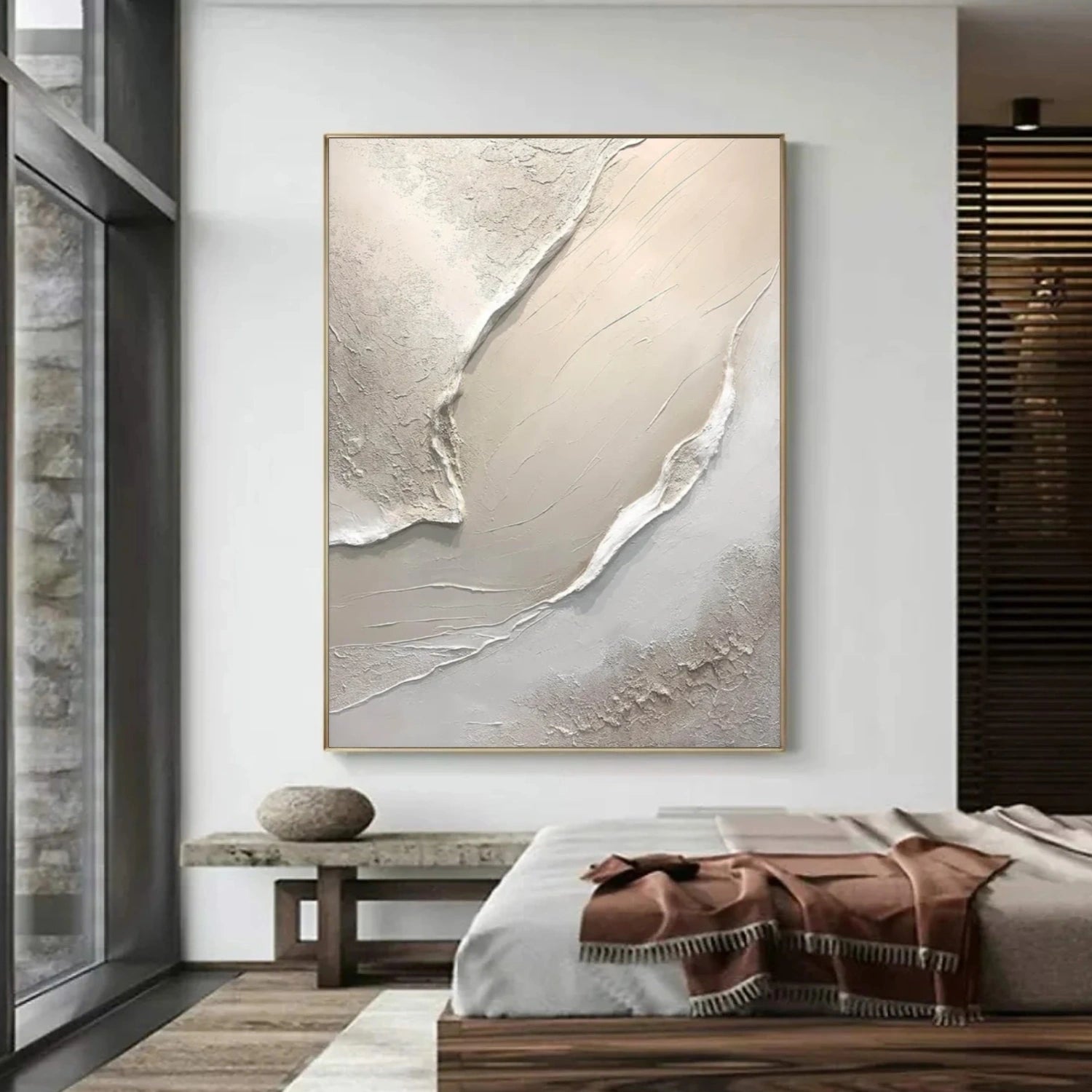Beige and Brown Abstract Textured Wall Art #AT152
