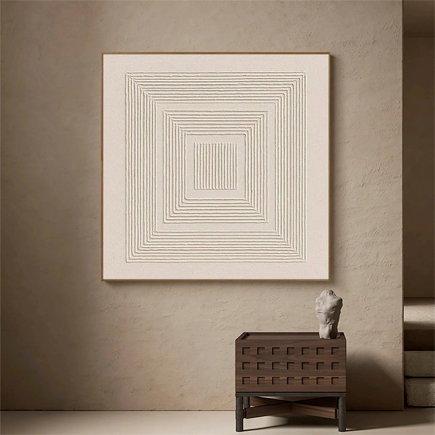 White Minimalist Textured Wall Art #MT138