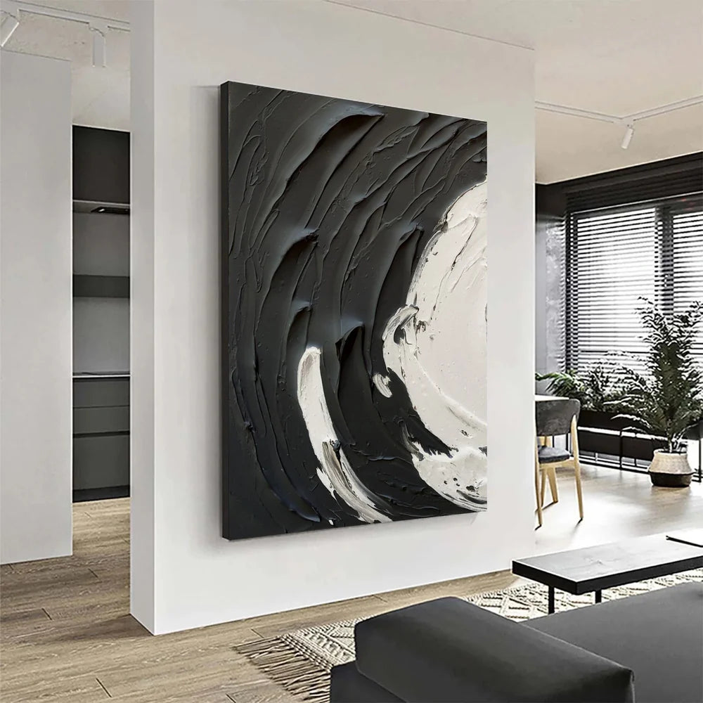 Black and White Minimalist Textured Wall Art #MT044