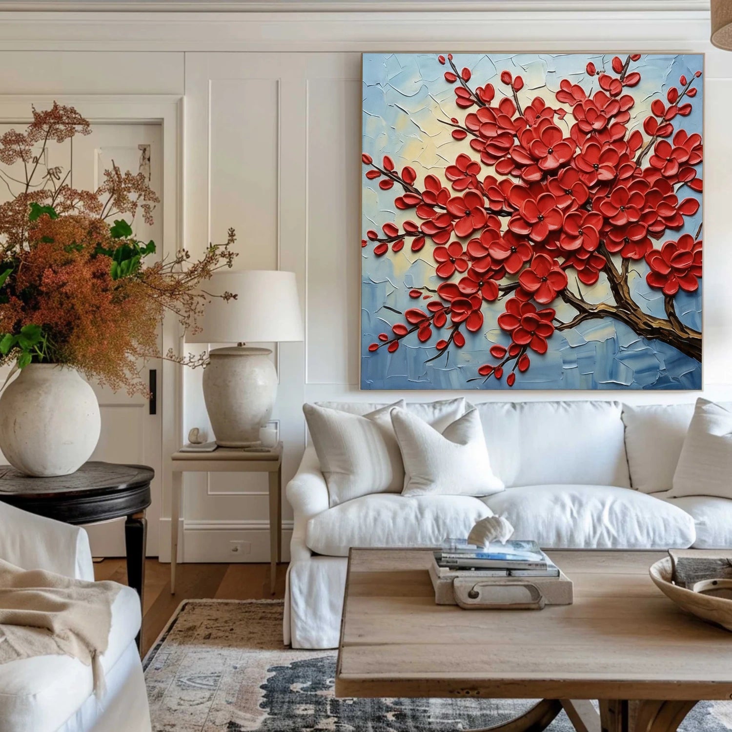 Flower & Tree Textured Abstract Wall Art #SF058