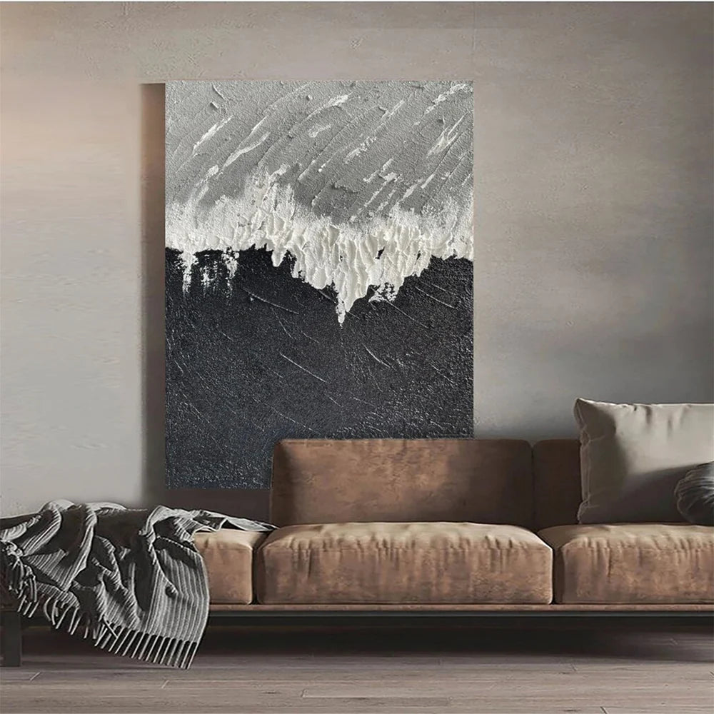Black and White Minimalist Textured Wall Art #MT069