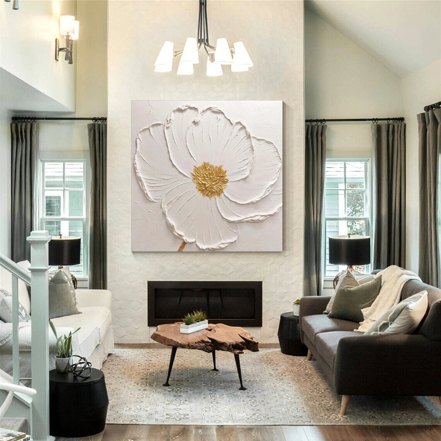 Flower & Tree Textured Abstract Wall Art #SF045