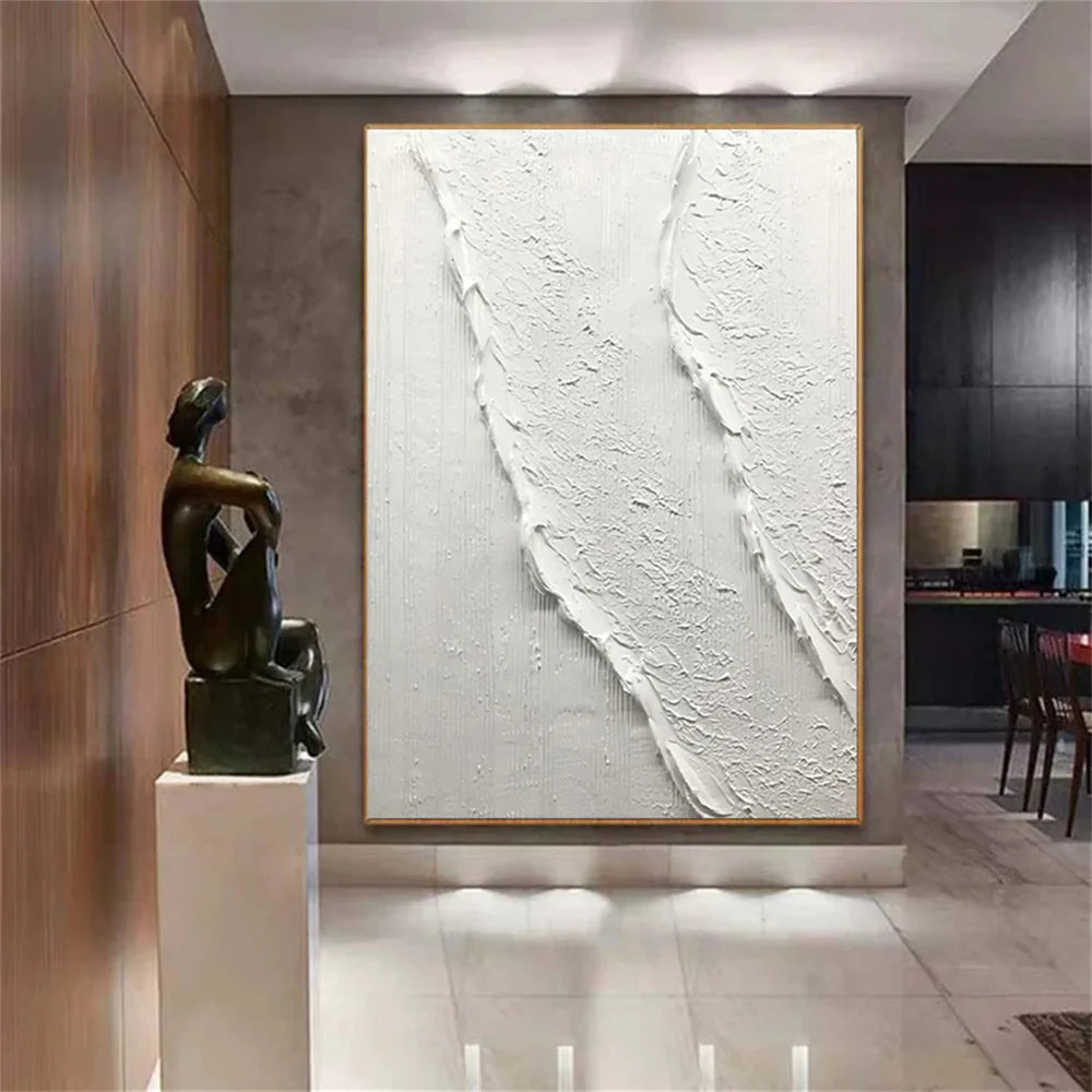 White Minimalist Textured Wall Art #MT076