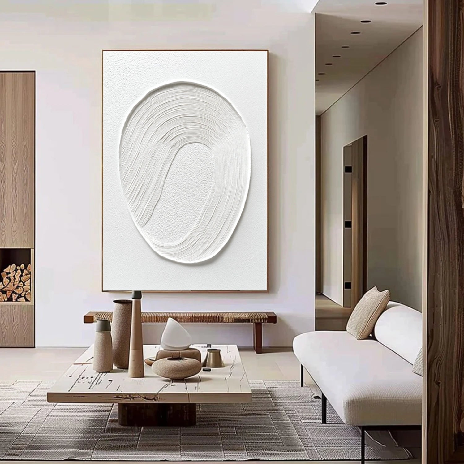 White Minimalist Textured Wall Art #MT137