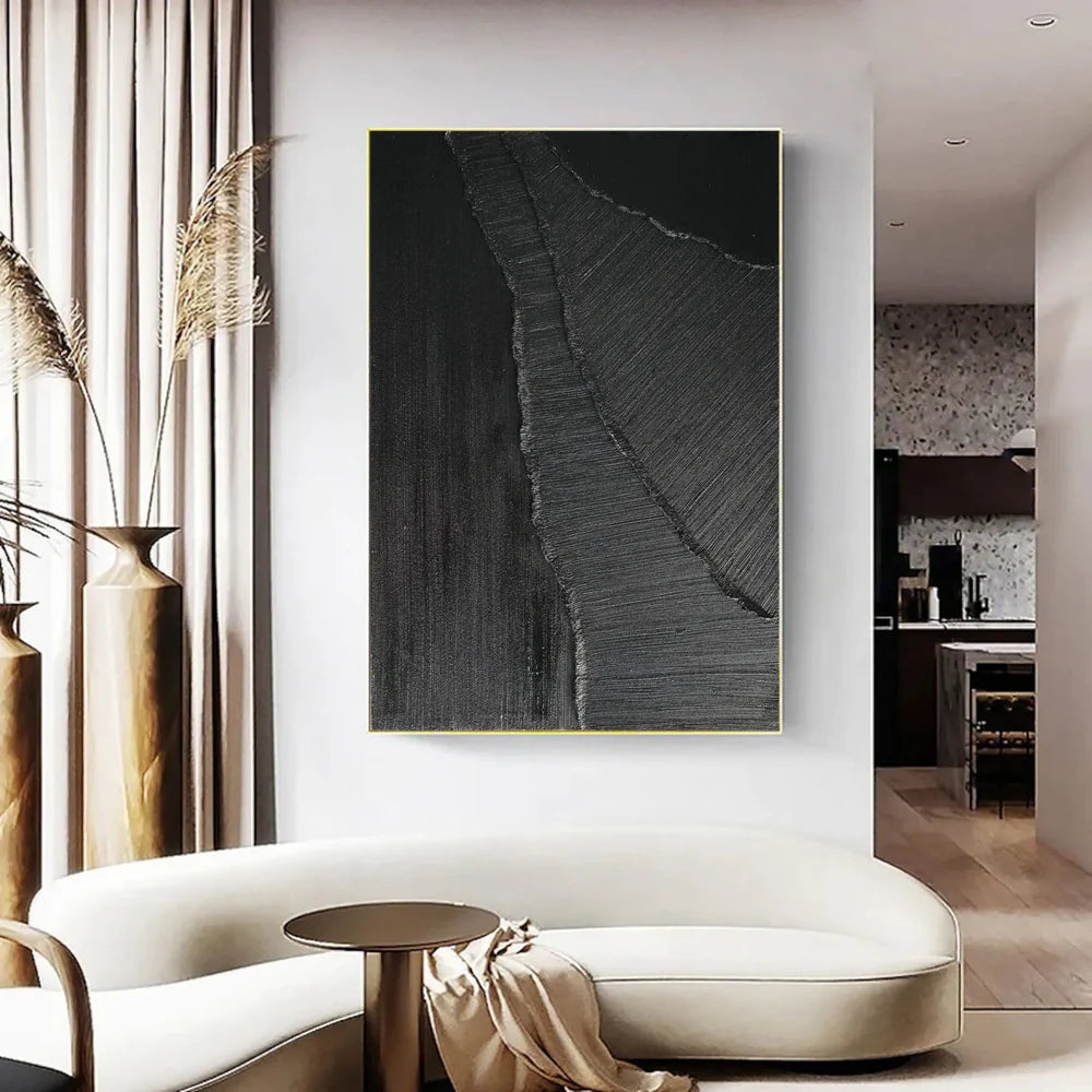 Black Minimalist Textured Wall Art #MT080