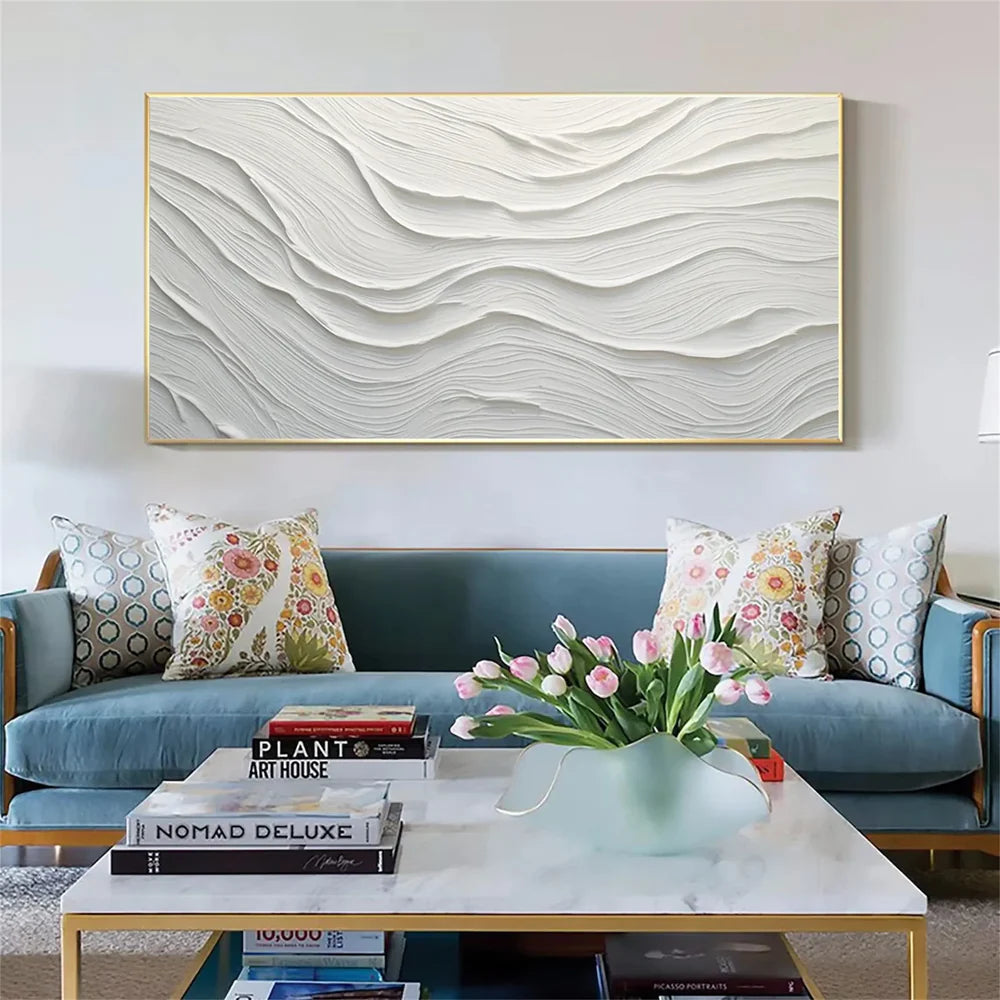 White Minimalist Textured Wall Art #MT073