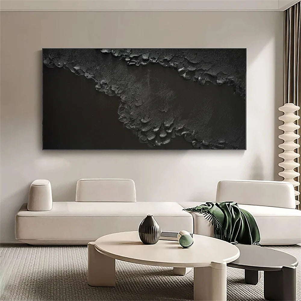 Black Minimalist Textured Wall Art #MT081