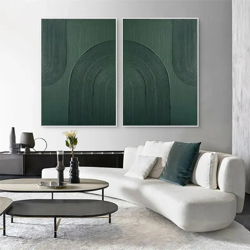 Green Minimalist Textured Wall Art Set of 2 #MT049
