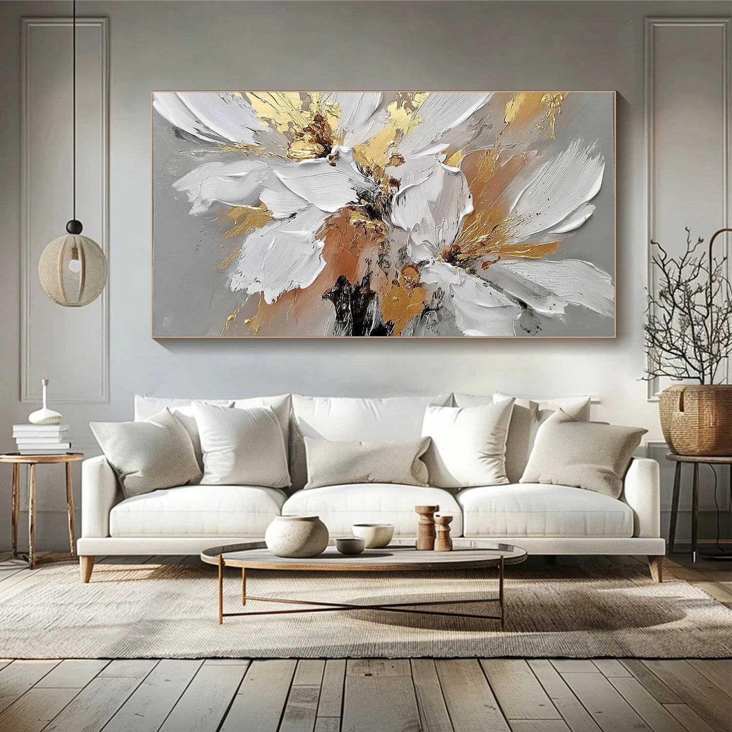 Flower & Tree Textured Abstract Wall Art #SF048