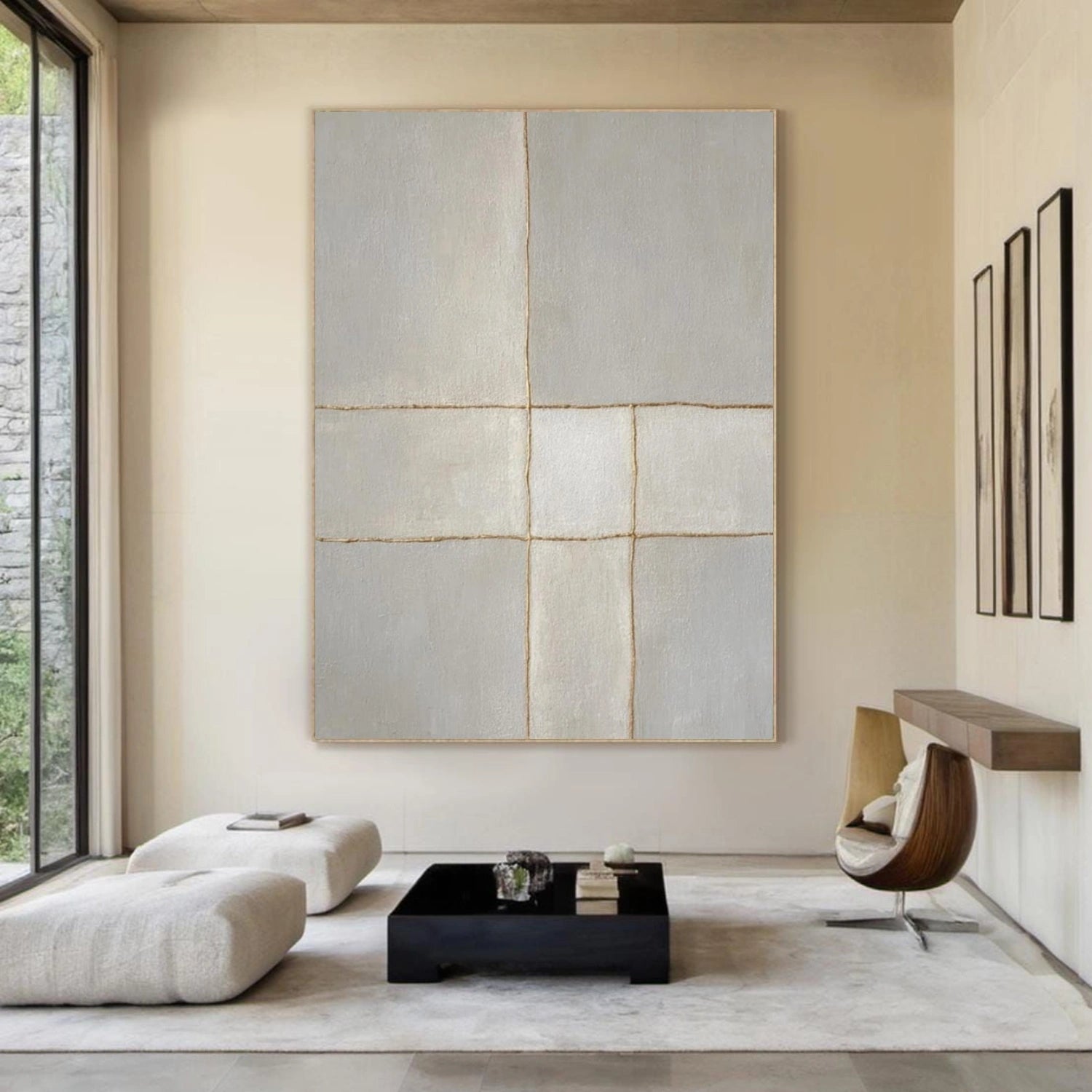 Beige and Grey Minimalist Plaster Textured Wall Art #MT142