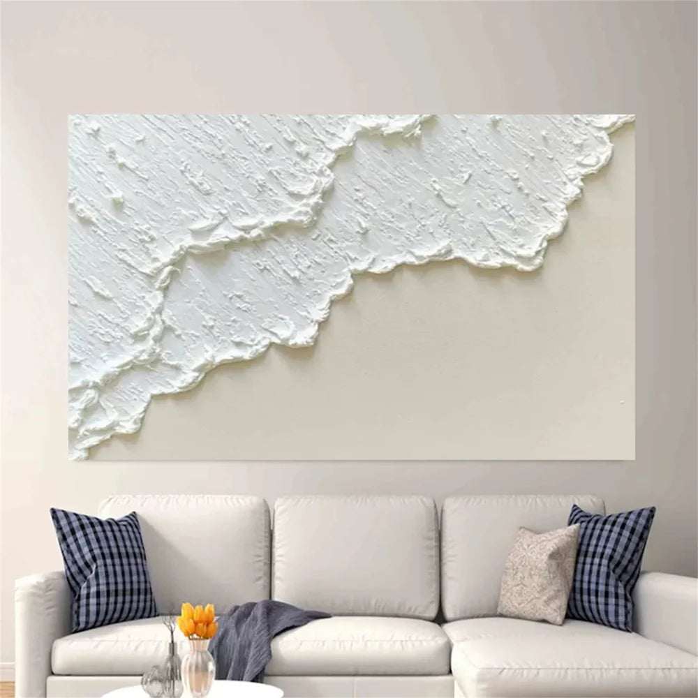 White Minimalist Textured Wall Art #MT059