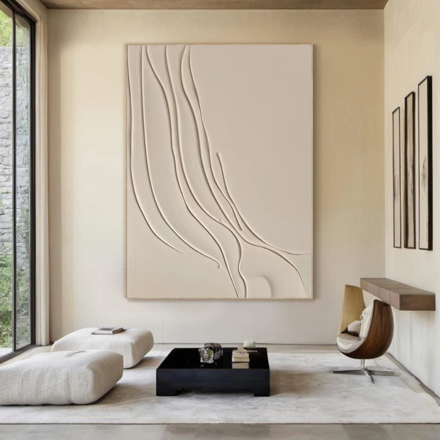 White Minimalist Textured Wall Art #MT139