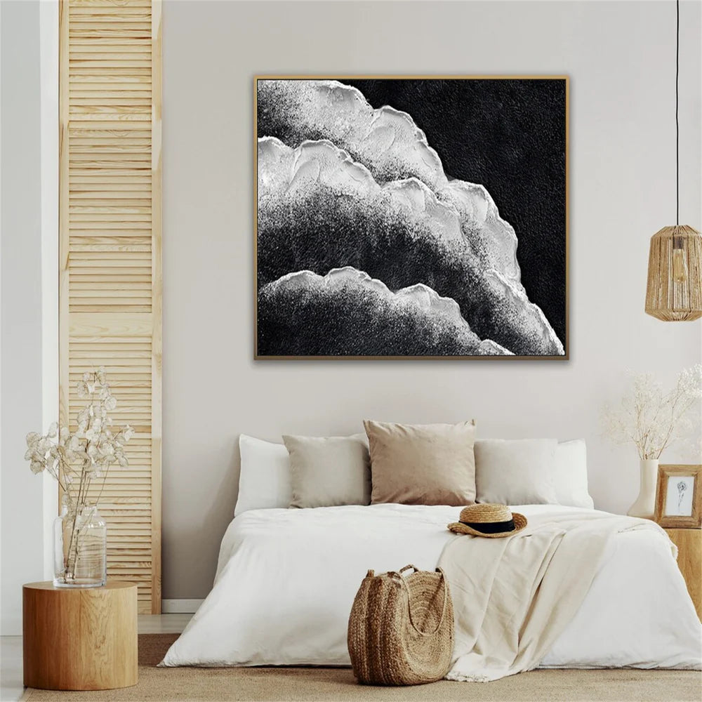 Black and White Minimalist Textured Wall Art #MT071