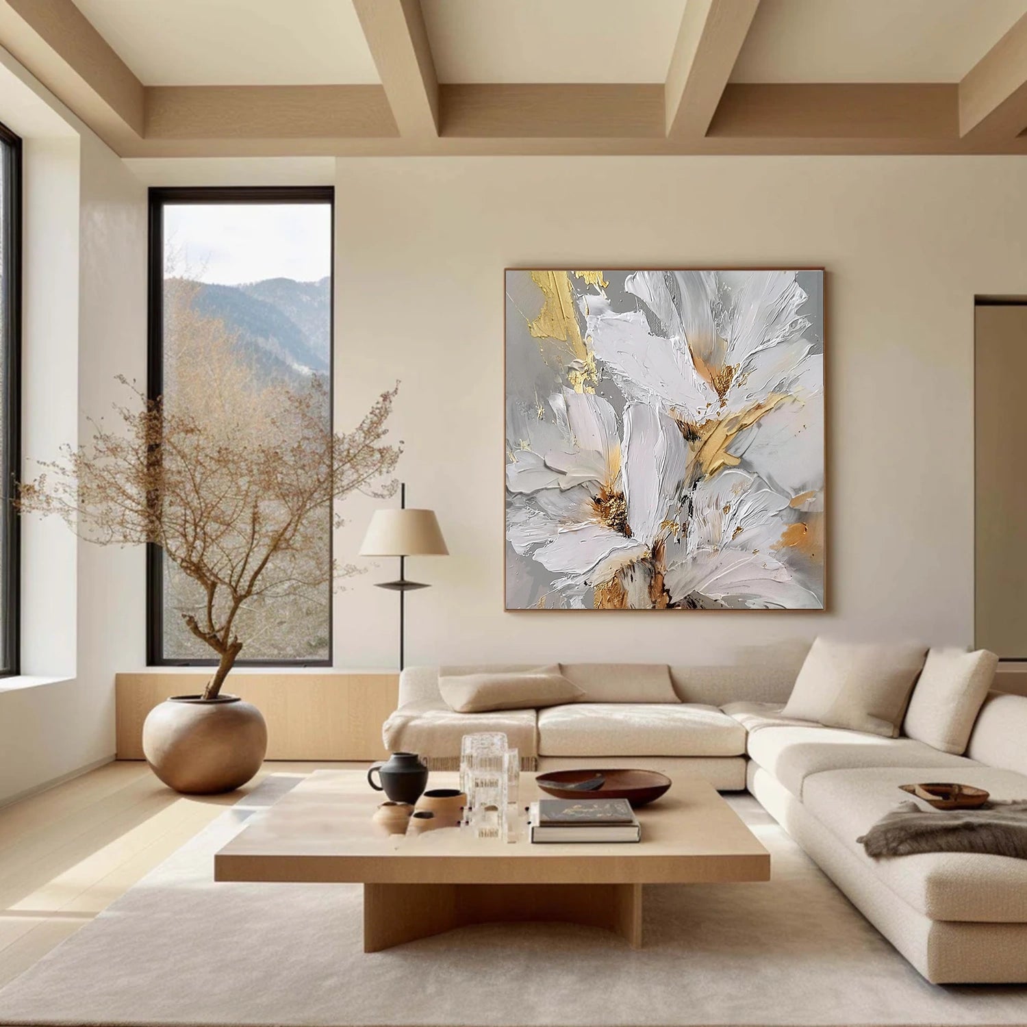 Flower & Tree Textured Abstract Wall Art #SF052