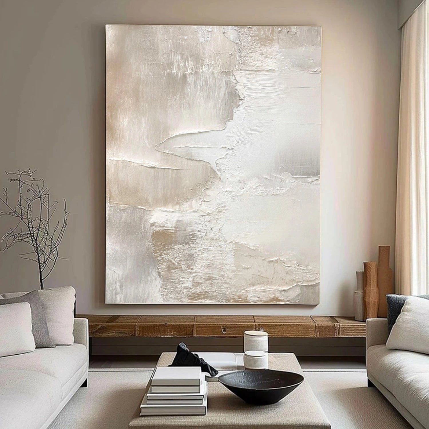 Beige and Brown Abstract Textured Wall Art #AT133
