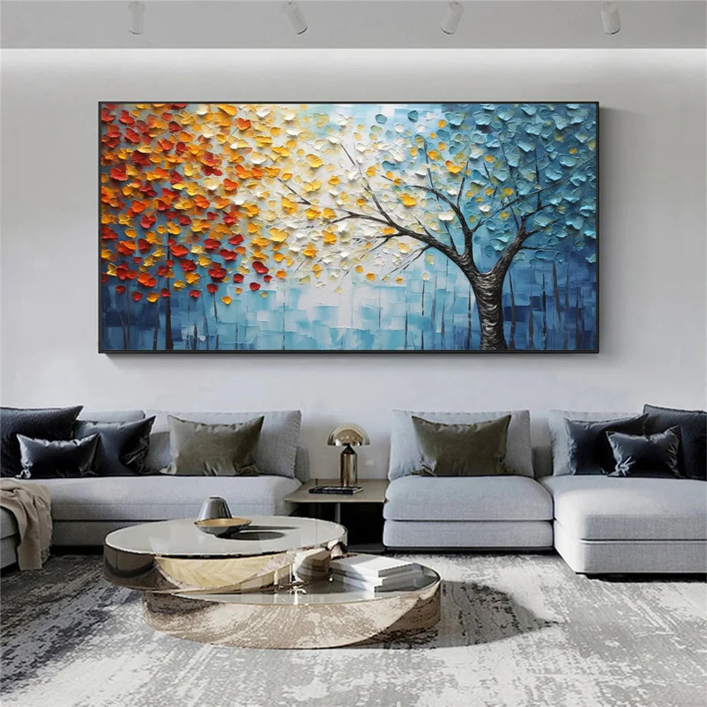 Flower & Tree Textured Abstract Wall Art #SF025