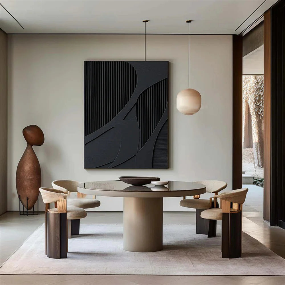 Black Minimalist Textured Wall Art #MT047
