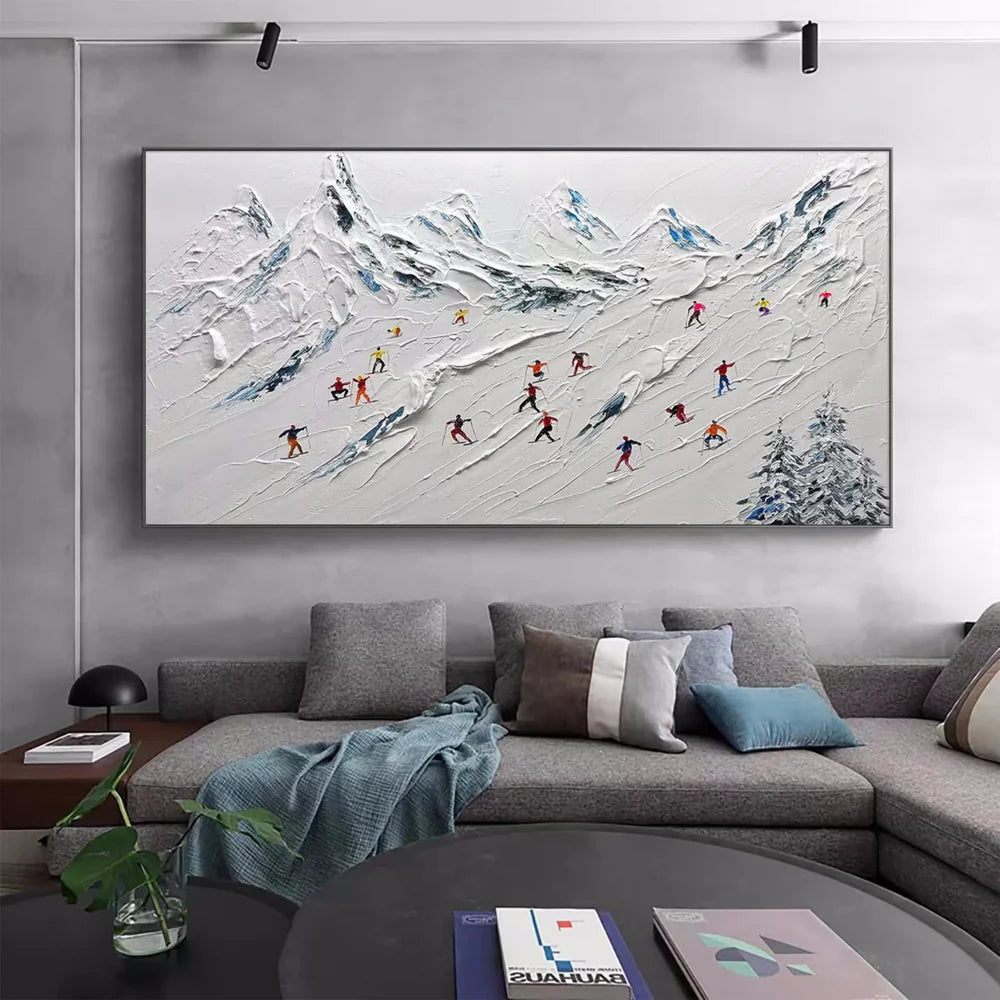 Skiing Sport Art Textured Canvas #PT008