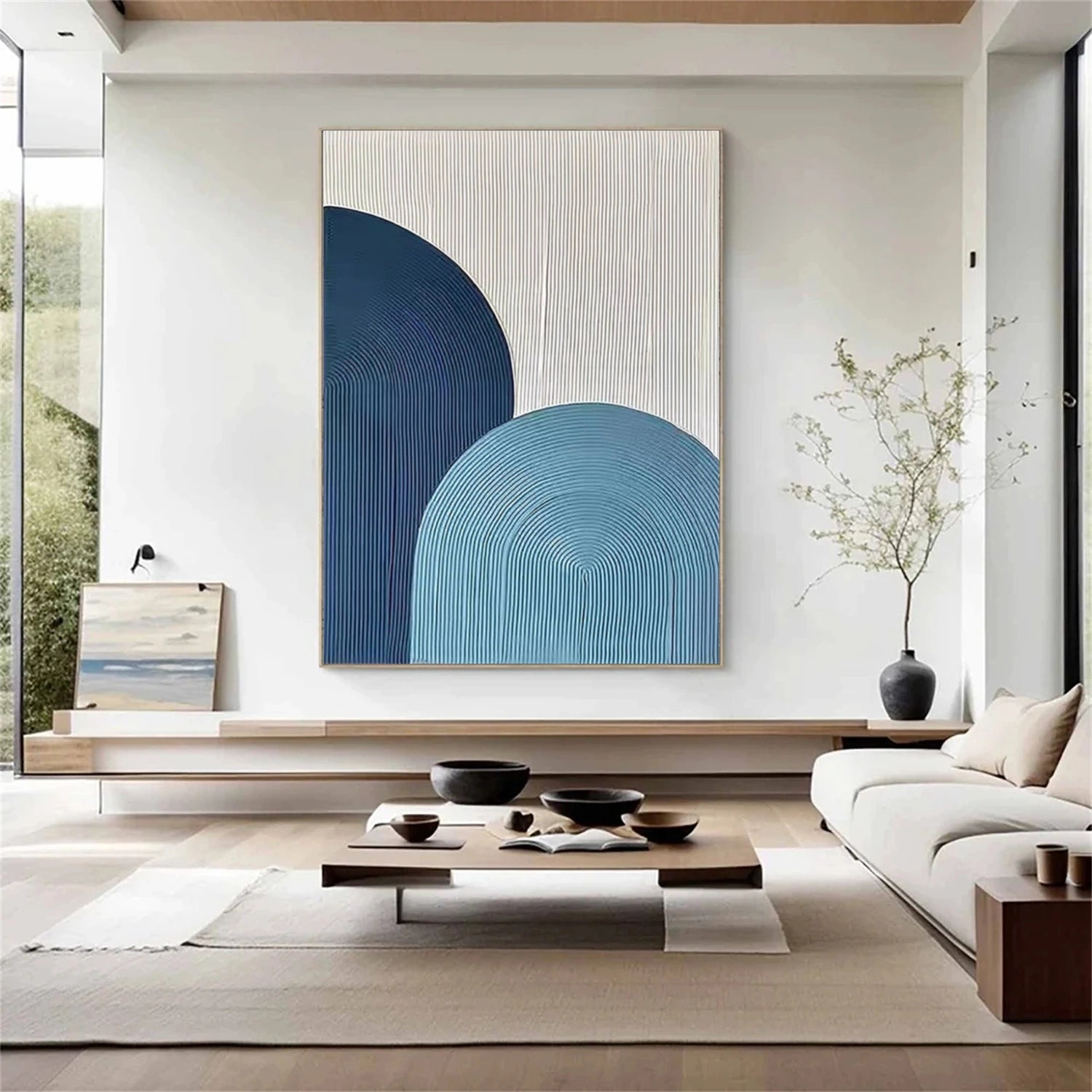 Blue and White Minimalist Wall Art #MT132