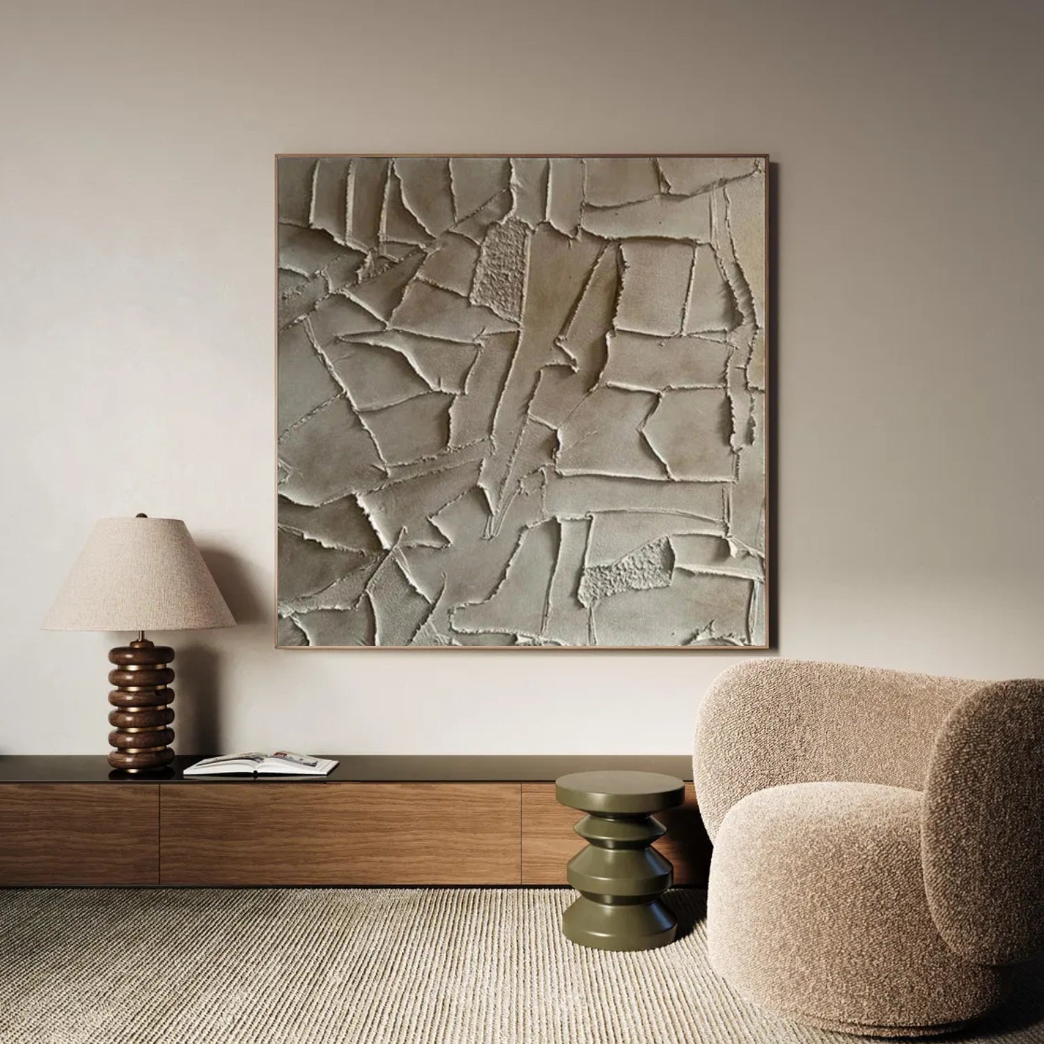 Beige and Brown Abstract Textured Wall Art #AT141
