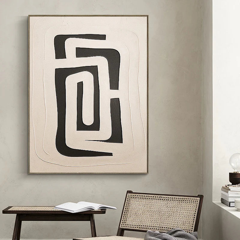 Black and White Minimalist Textured Wall Art #MT018