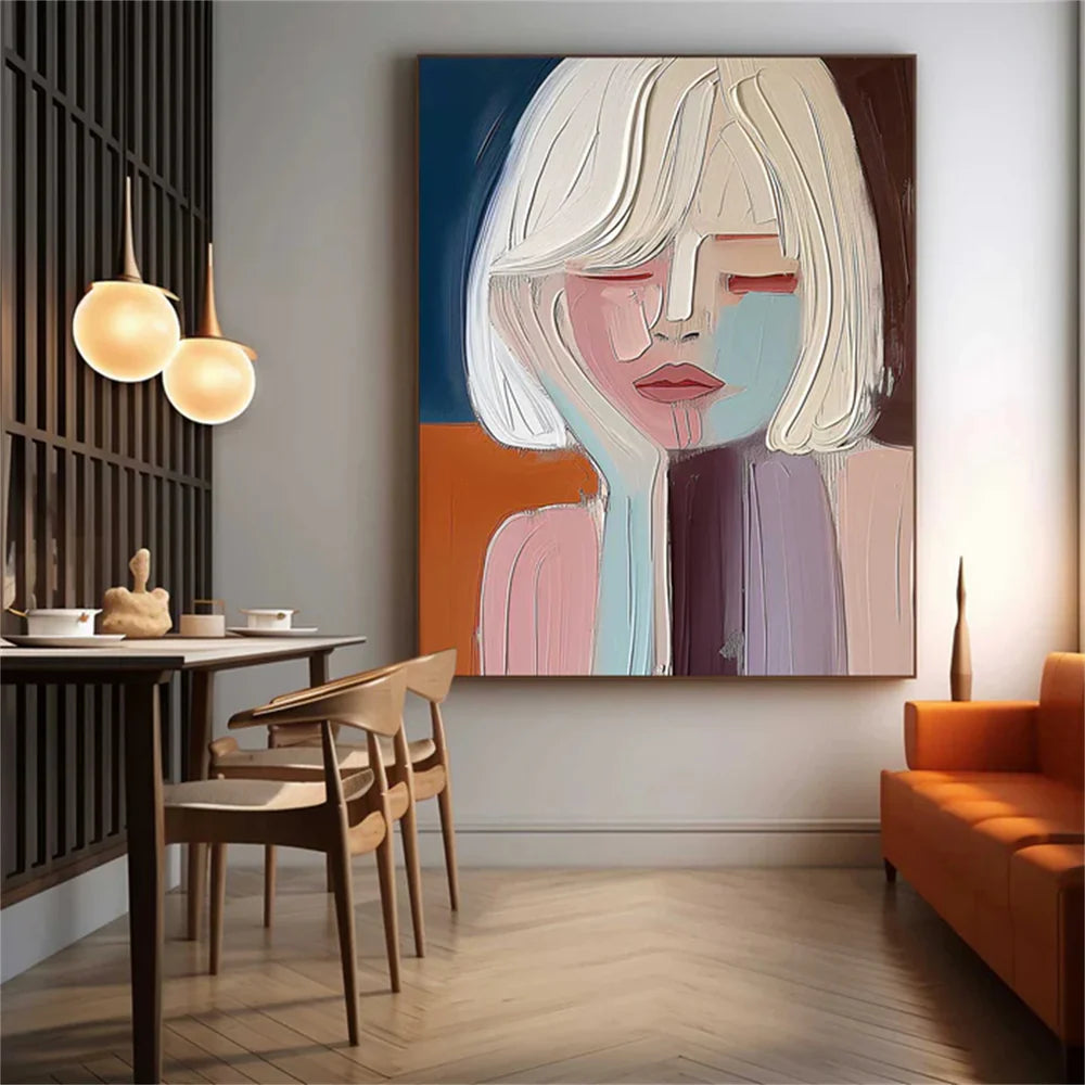 Abstract Portrait Textured Wall Art #PB002