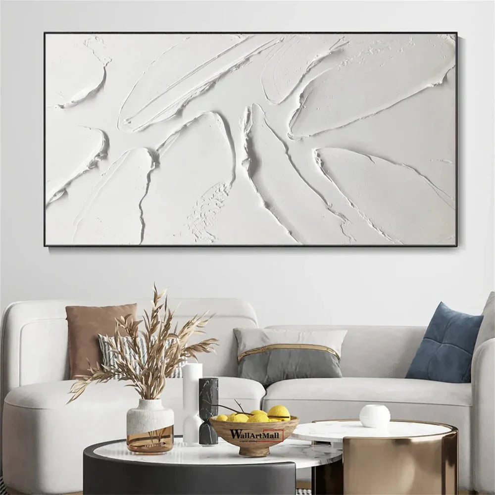 White Minimalist Textured Wall Art #MT127