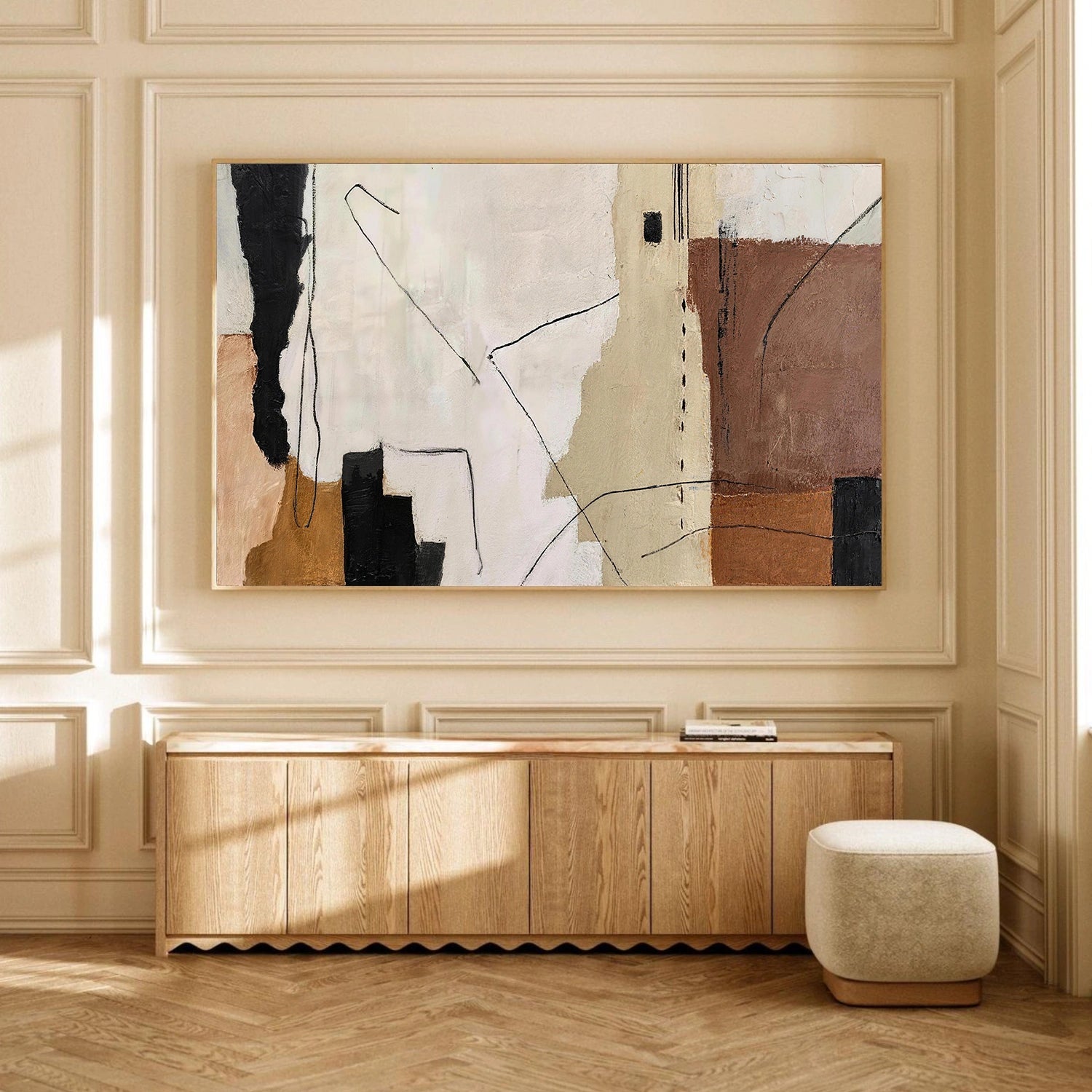 Beige and Brown Abstract Wall Art #AT178