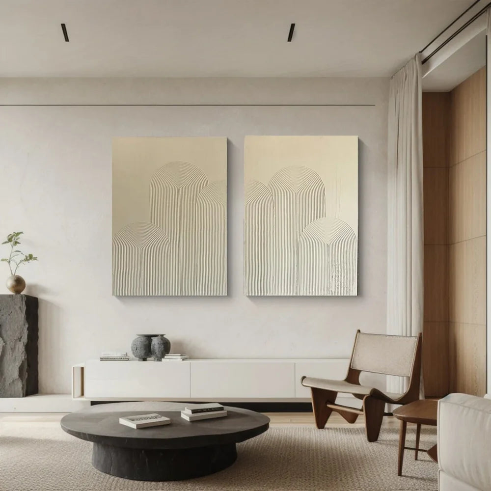 Beige and Brown Abstract Textured Wall Art Set Of 2 #AT082