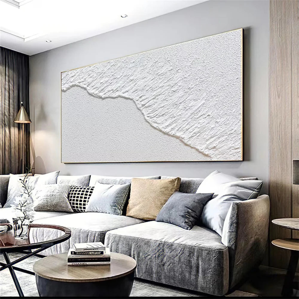 White Minimalist Textured Wall Art #MT026