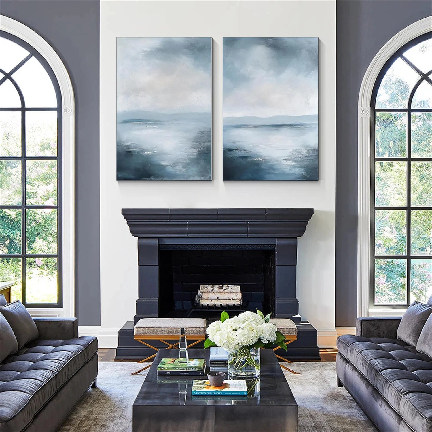 Ocean & Sky Abstract Wall Art  Set of 2 #MO091