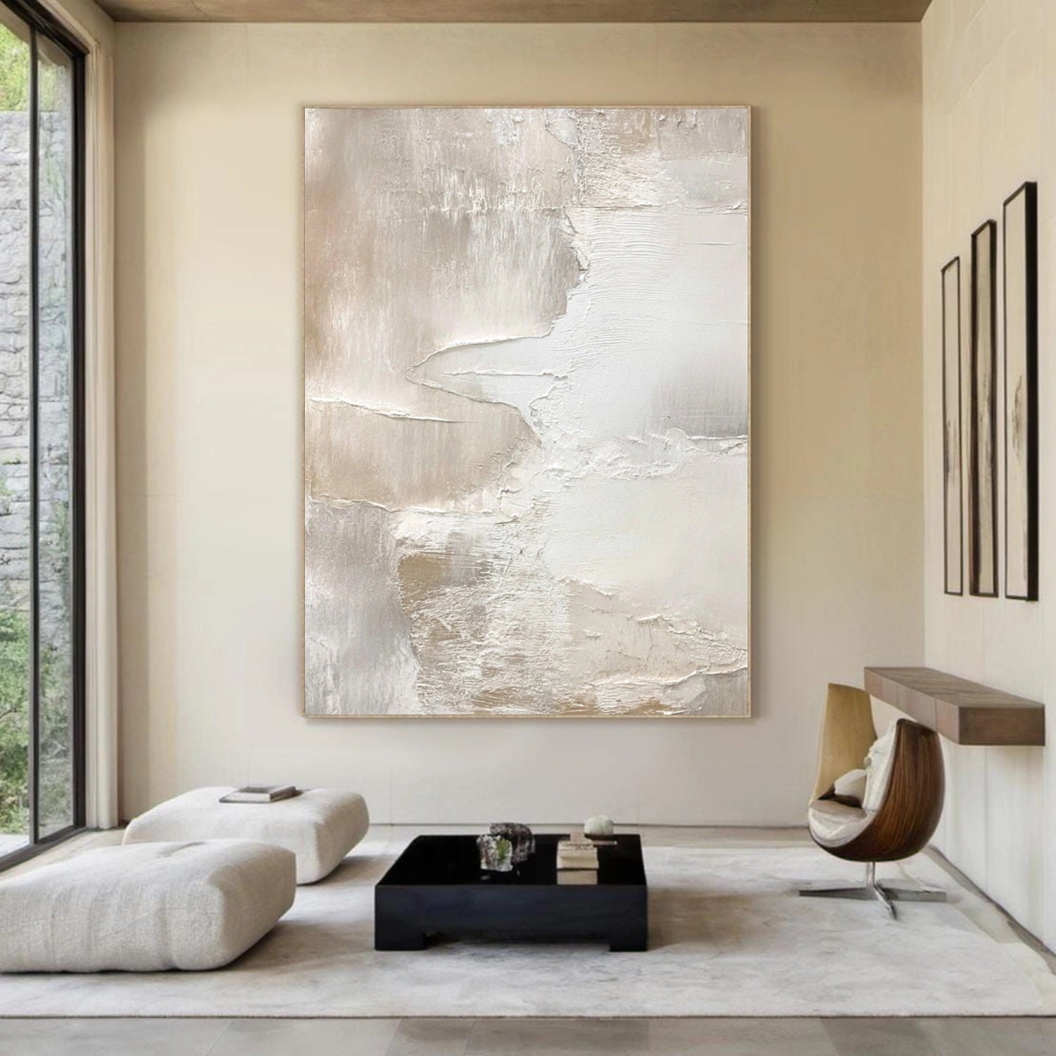Beige and Brown Abstract Textured Wall Art #AT133