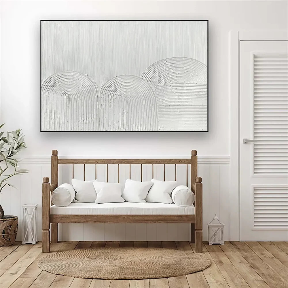 White Minimalist Textured Wall Art #MT126