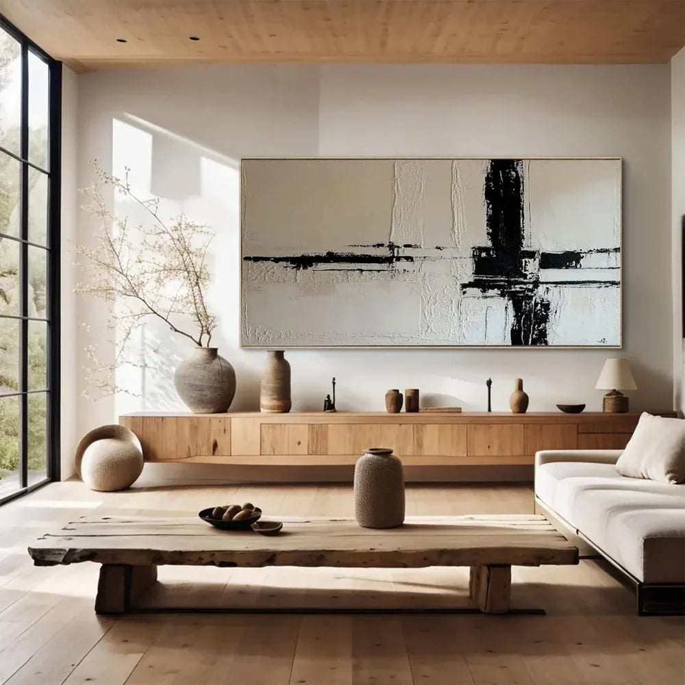 Black and White Minimalist Textured Wall Art #MT019