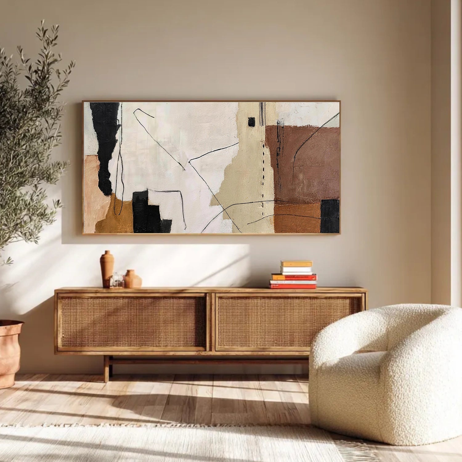 Beige and Brown Abstract Wall Art #AT178