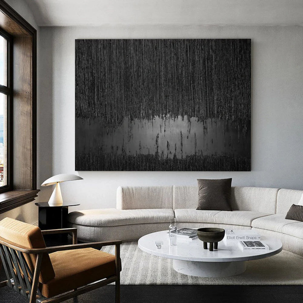 Black Minimalist Textured Wall Art #MT051