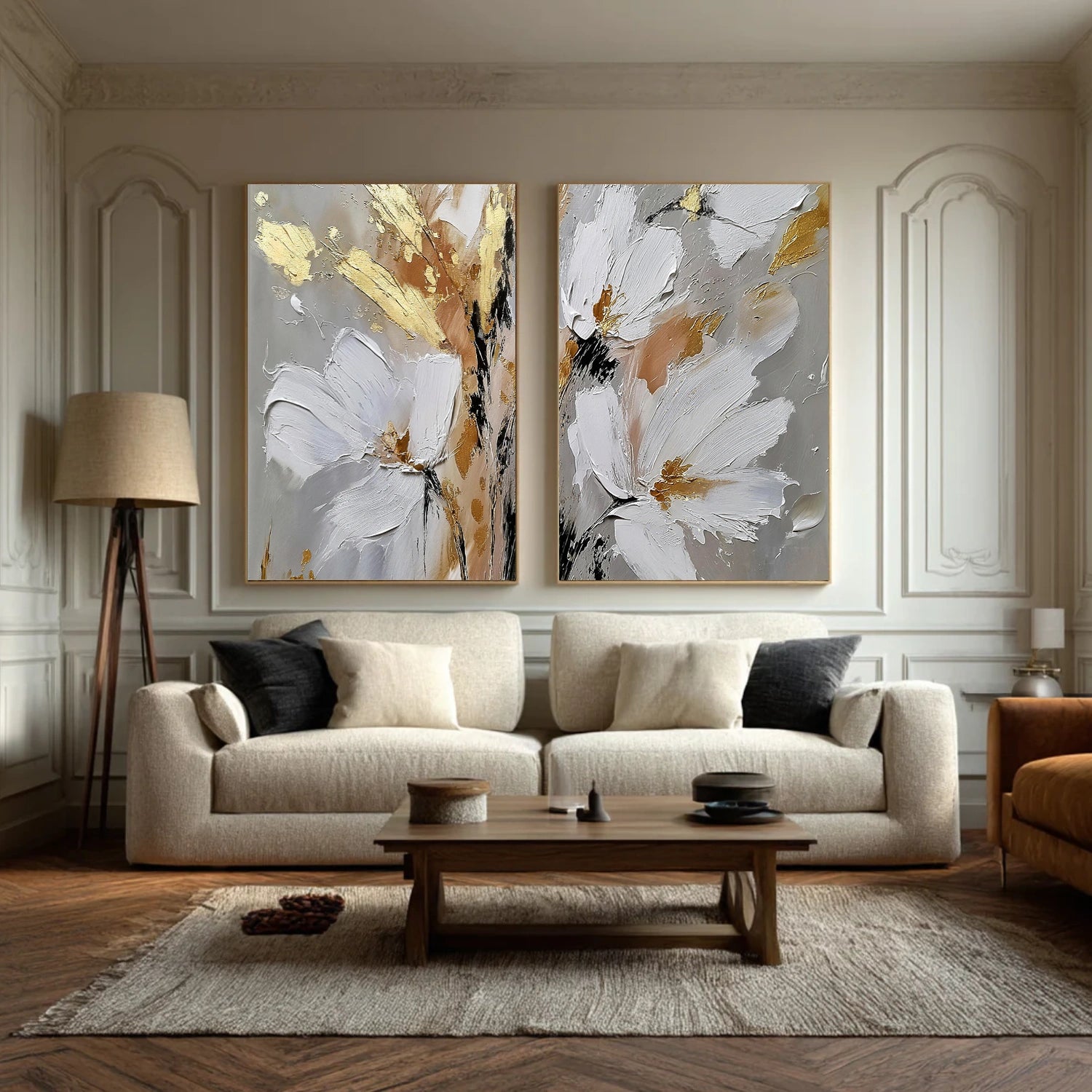 Flower & Tree Textured Abstract Wall Art Set of 2 #SF054