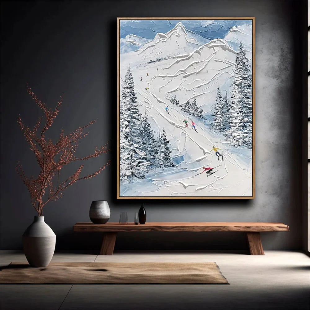 Skiing Sport Art Textured Canvas #PT020
