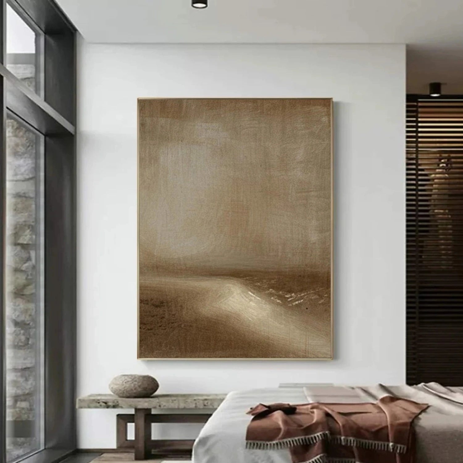 Beige and Brown Abstract Wall Art #AT166