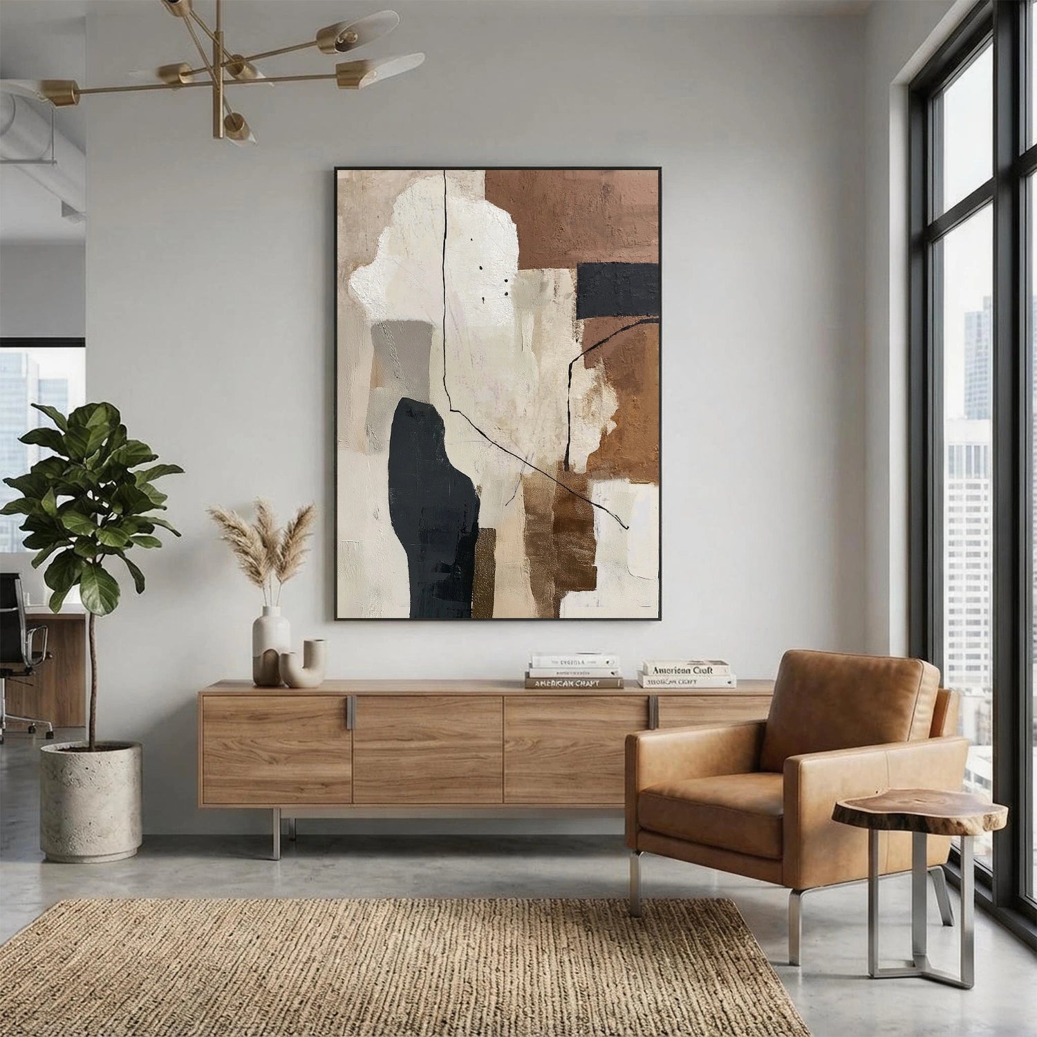 Beige and Brown Abstract Wall Art #AT177