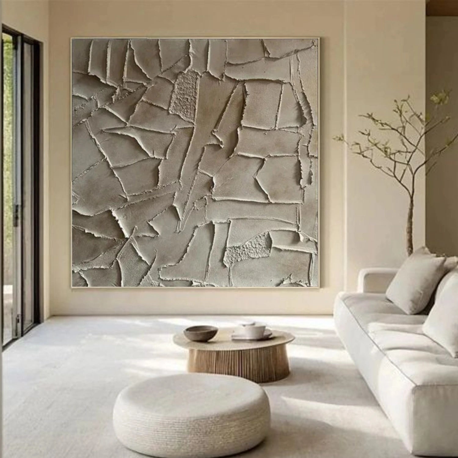 Beige and Brown Abstract Textured Wall Art #AT141