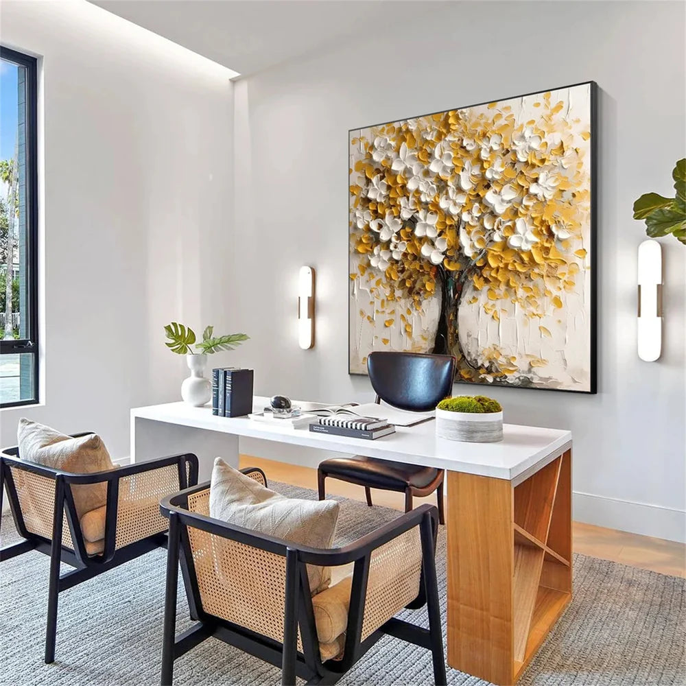 Flower & Tree Textured Abstract Wall Art #SF042