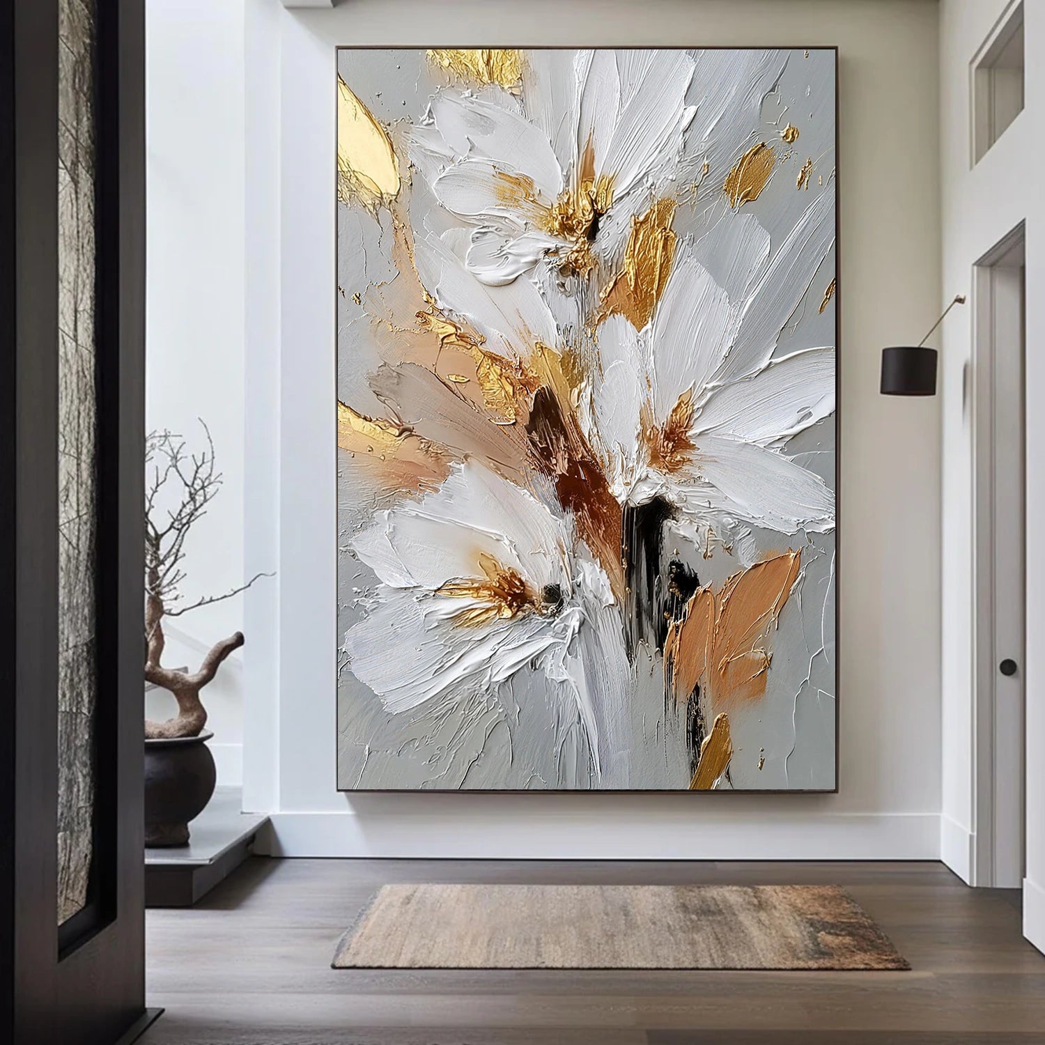 Flower & Tree Textured Abstract Wall Art #SF051