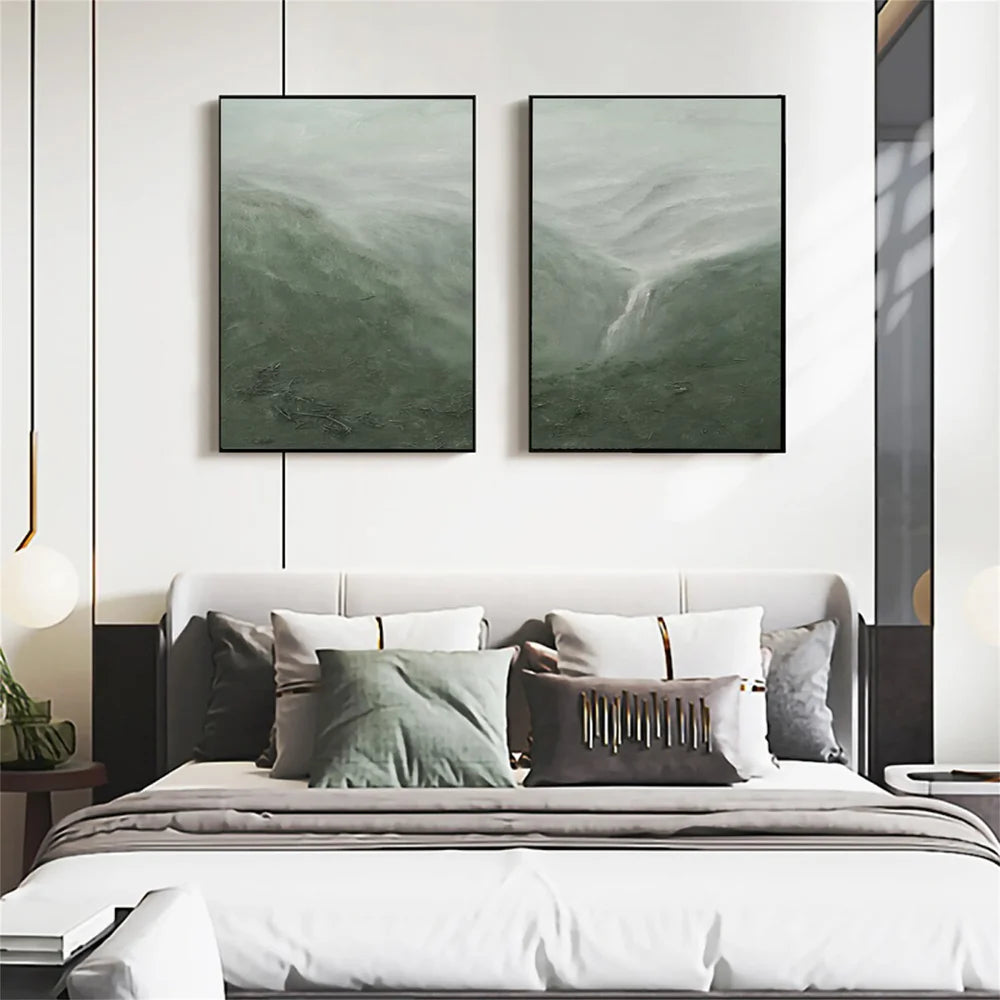 Green Abstract Textured Wall Art Set of 2 #AT003