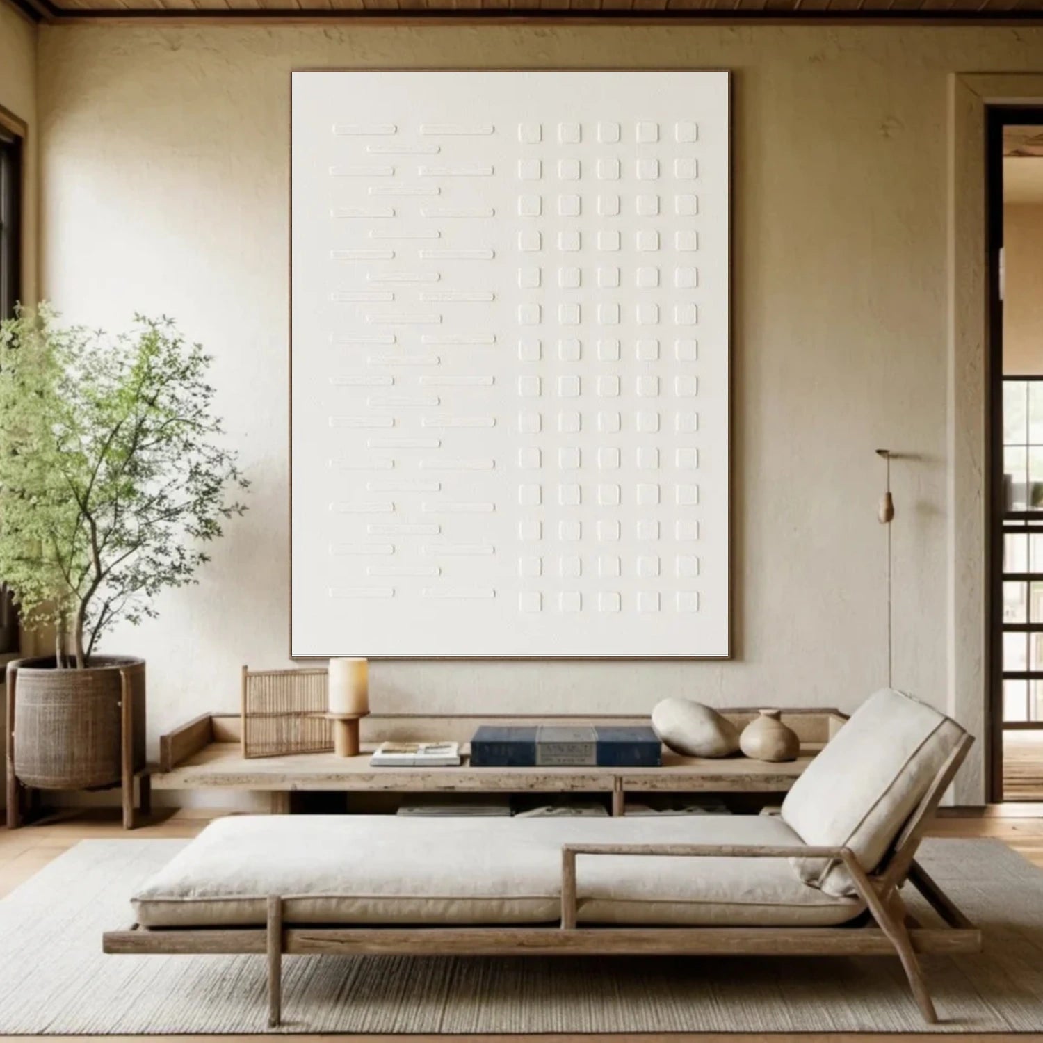 White Minimalist Textured Wall Art #MT140