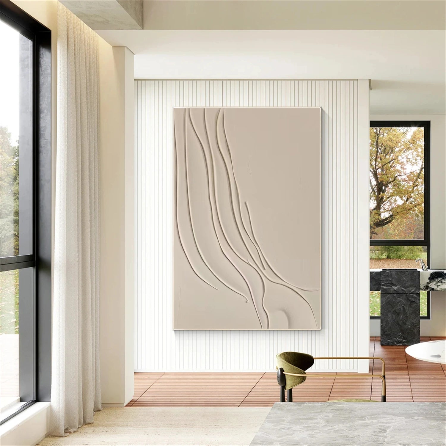 White Minimalist Textured Wall Art #MT139
