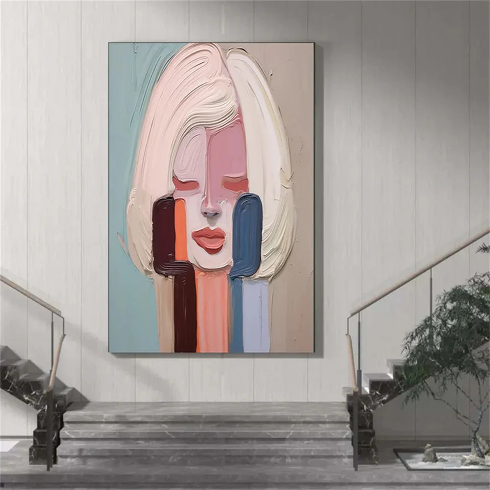 Abstract Portrait Textured Wall Art #PB014