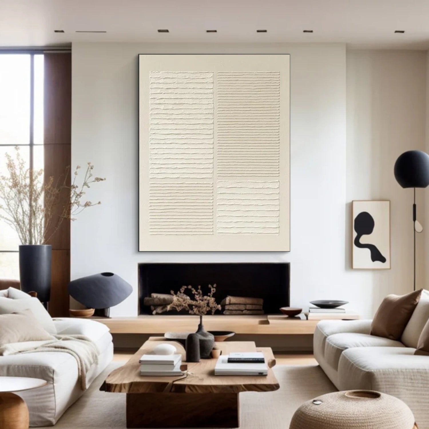 White Minimalist Textured Wall Art #MT141