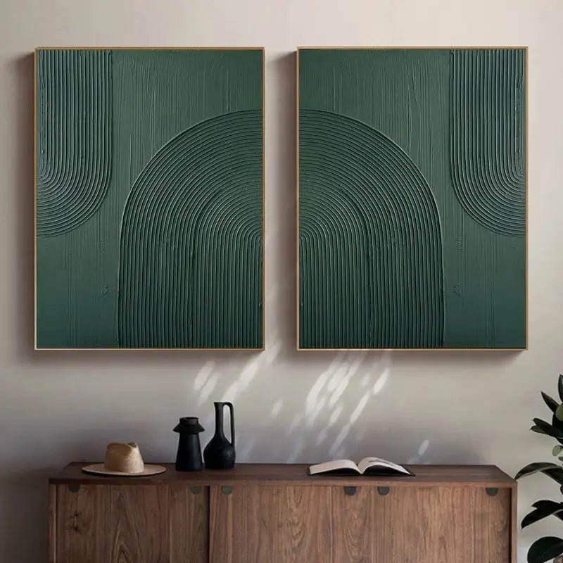 Green Minimalist Textured Wall Art Set of 2 #MT049