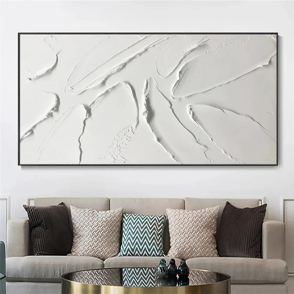 White Minimalist Textured Wall Art #MT127